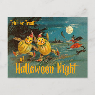Süßes oder Saures in der Halloween-Nacht Postkarte