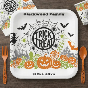 Süßes oder Saures Jack Fledermaus Halloween Botani Pappteller