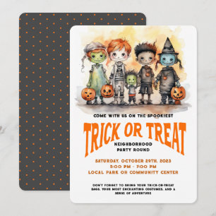 Süßes oder Saures Kinder Halloween Nachbarschaftsf Einladung