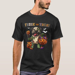 Süßes-oder-Saures-Kostüm Mops Horror Zombie Hallow T-Shirt