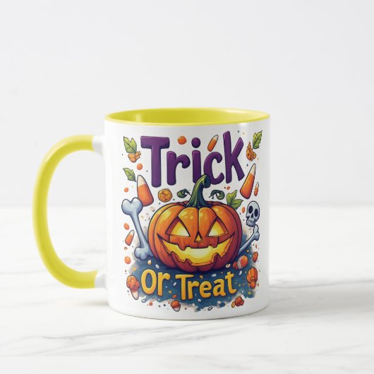 Süßes oder Saures Kürbis Candy Schädel Halloween � Tasse (Links)