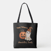 Süßes oder Saures Kürbis Geist Halloween Tasche (Rückseite)