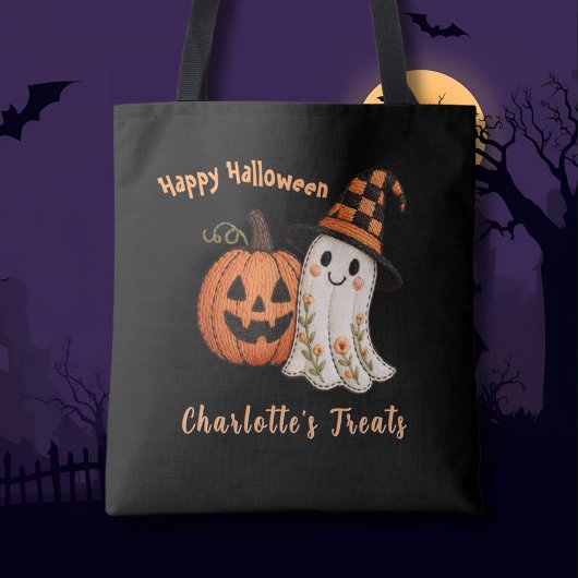 Süßes oder Saures Kürbis Geist Halloween Tasche