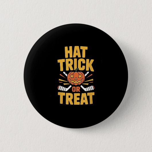 Süßes oder Saures Kürbis Halloween Eishockey Button (Vorderseite)