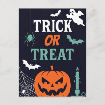 Süßes oder Saures Kürbis Halloween Postkarte