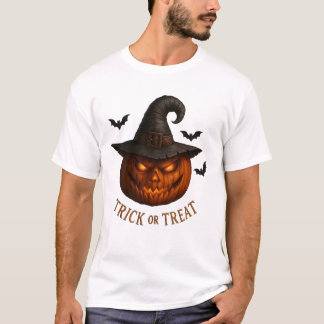Süßes oder Saures Kürbis Hexenhut Halloween Design T-Shirt