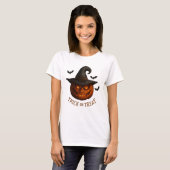 Süßes oder Saures Kürbis Hexenhut Halloween Design T-Shirt (Vorne ganz)