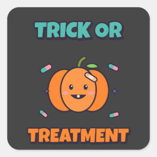 Süßes oder Saures Lustige Krankenpfleger Halloween Quadratischer Aufkleber