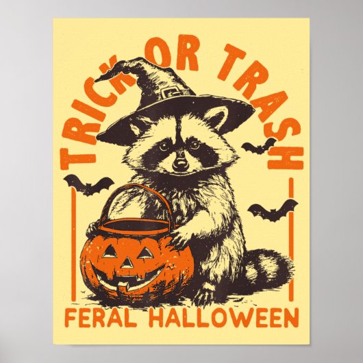 Süßes oder Saures Lustiger Waschbär Halloween Vint Poster (Vorne)