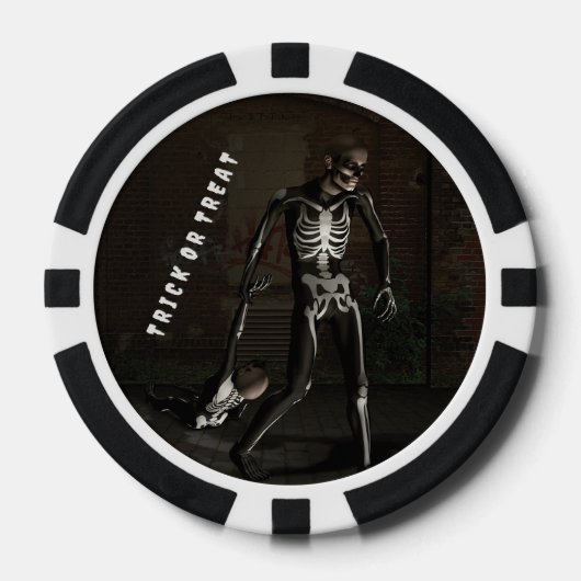 Süßes oder Saures. Mann als Skelett verkleidet Pokerchips (Vorderseite)