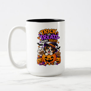 Süßes oder Saures Mehr Süßes Süßer Halloween-Welpe Zweifarbige Tasse