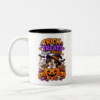 Süßes oder Saures Mehr Süßes Süßer Halloween-Welpe Zweifarbige Tasse
