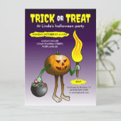 Süßes oder Saures mit Jack O'lantern Einladung (Stehend Vorderseite)