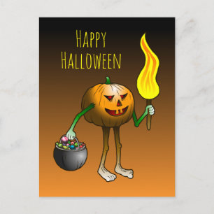 Süßes oder Saures mit Jack O'lantern Postkarte