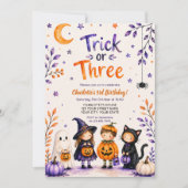 Süßes oder Saures oder Drei Süße Halloween 3. Gebu Einladung (Vorderseite)