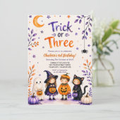 Süßes oder Saures oder Drei Süße Halloween 3. Gebu Einladung (Stehend Vorderseite)