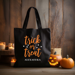 Süßes oder Saures Orange Moderne Schrift Halloween Tasche