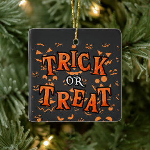 Süßes oder Saures Ornamente Halloween Quadrat Kera