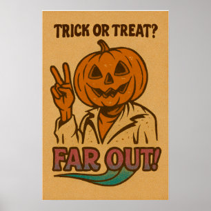 Süßes oder Saures? Retro-Halloween-Kürbis Poster