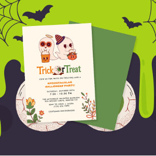 Süßes oder Saures Retro-Spooktacular-Halloween-Par Einladung