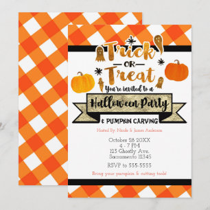 Süßes oder Saures Rustikale Orange Halloween-Party Einladung