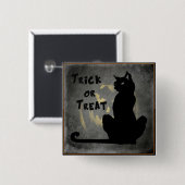 Süßes oder Saures schwarze Katze - Kürbis-Knopf Button (Vorne & Hinten)