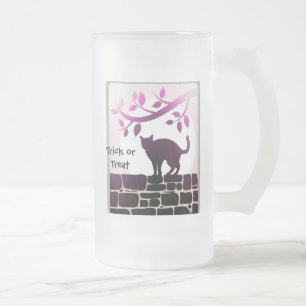 Süßes oder Saures schwarze Katze Mattglas Bierglas