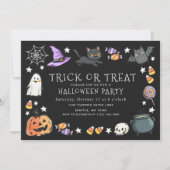 Süßes oder Saures schwarze Kinder-Kreide Halloween Einladung (Vorderseite)