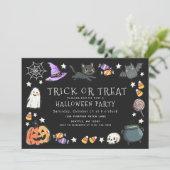 Süßes oder Saures schwarze Kinder-Kreide Halloween Einladung (Stehend Vorderseite)