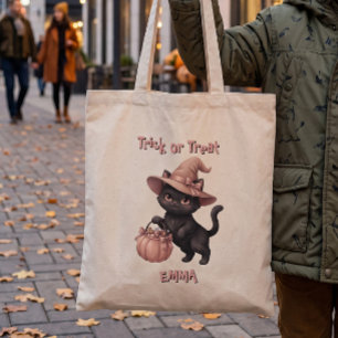 Süßes oder Saures schwarzer Katzen-Candy-Eimer Tragetasche