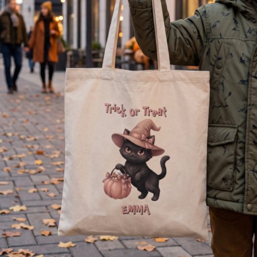 Süßes oder Saures schwarzer Katzen-Candy-Eimer Tragetasche