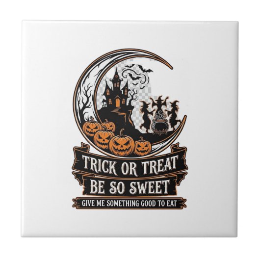 Süßes oder Saures sei so süß Halloween Mond Hexen_ Fliese (Vorderseite)