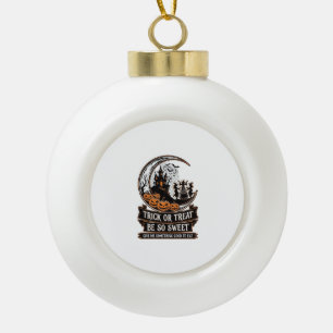 Süßes oder Saures sei so süß Halloween Mond Hexen_ Keramik Kugel-Ornament