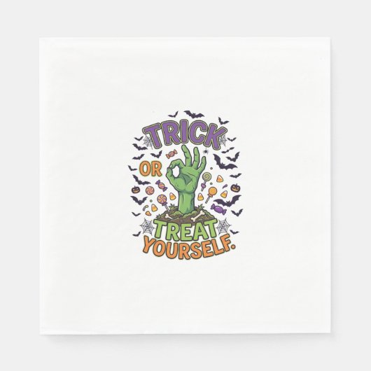 Süßes oder Saures selbst Zombie-Hand Halloween-Süß Serviette (Vorderseite)