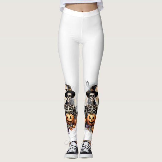 Süßes oder Saures Skelett Halloween Leggings (Vorderseite)