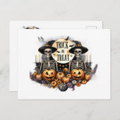 Süßes oder Saures Skelette Halloween-Postkarte Einladungspostkarte (Vorne/Hinten)