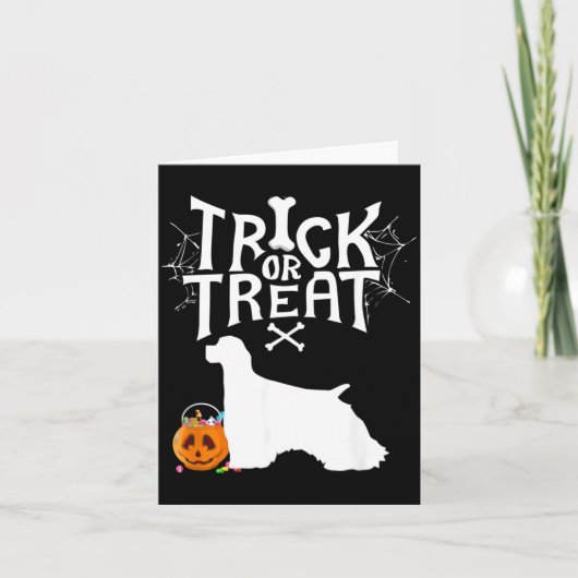 Süßes oder Saures Spaniel Halloween Hundekostüm Karte (Vorderseite)