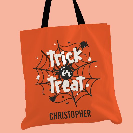 Süßes oder Saures Spinnennetz Halloween personalis Tasche