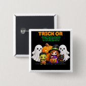 Süßes oder Saures – Süße Halloween-Freunde Button (Vorne & Hinten)