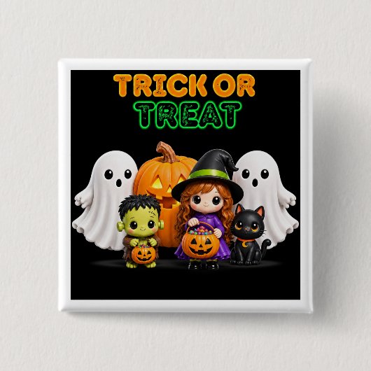 Süßes oder Saures – Süße Halloween-Freunde Button (Vorderseite)