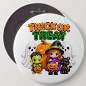Süßes oder Saures - Süße Halloween-Freunde Button (Vorne & Hinten)