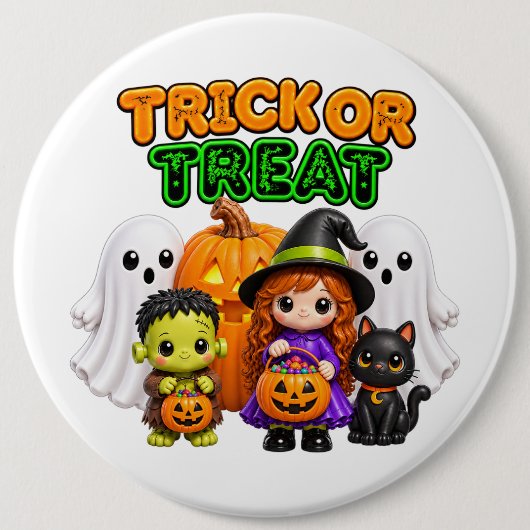 Süßes oder Saures - Süße Halloween-Freunde Button (Vorderseite)