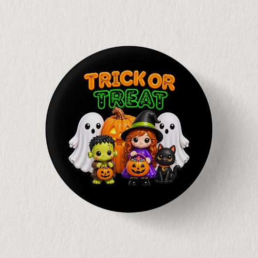 Süßes oder Saures - Süße Halloween-Freunde Button (Vorderseite)