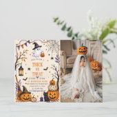 SÜßES ODER SAURES SÜßE HALLOWEEN-Party Einladung (Stehend Vorderseite)