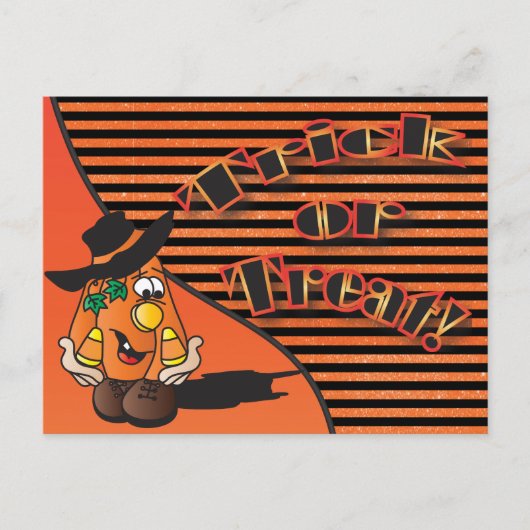 Süßes oder Saures Süßer Cartoon-Kürbis | Halloween Postkarte (Vorderseite)