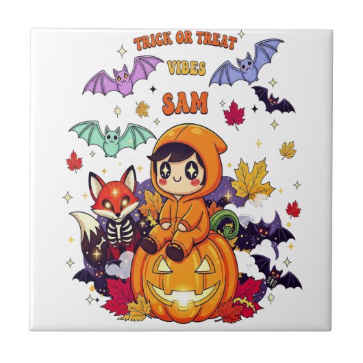 Süßes oder Saures Süßer Halloween Fliese (Vorderseite)