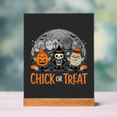 Süßes oder Saures Süßes Halloween-Friedhofsdesign_ Acrylschild (Neutral)