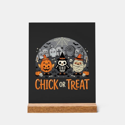 Süßes oder Saures Süßes Halloween-Friedhofsdesign_ Acrylschild (Vorderseite)