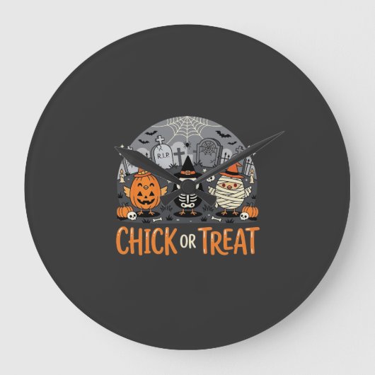 Süßes oder Saures Süßes Halloween-Friedhofsdesign_ Große Wanduhr (Vorderseite)