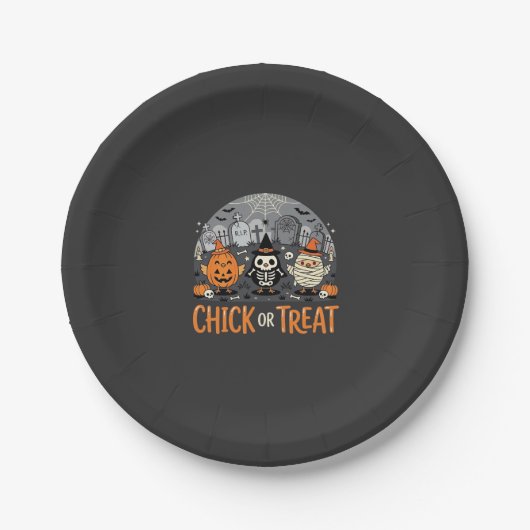Süßes oder Saures Süßes Halloween-Friedhofsdesign_ Pappteller (Vorderseite)